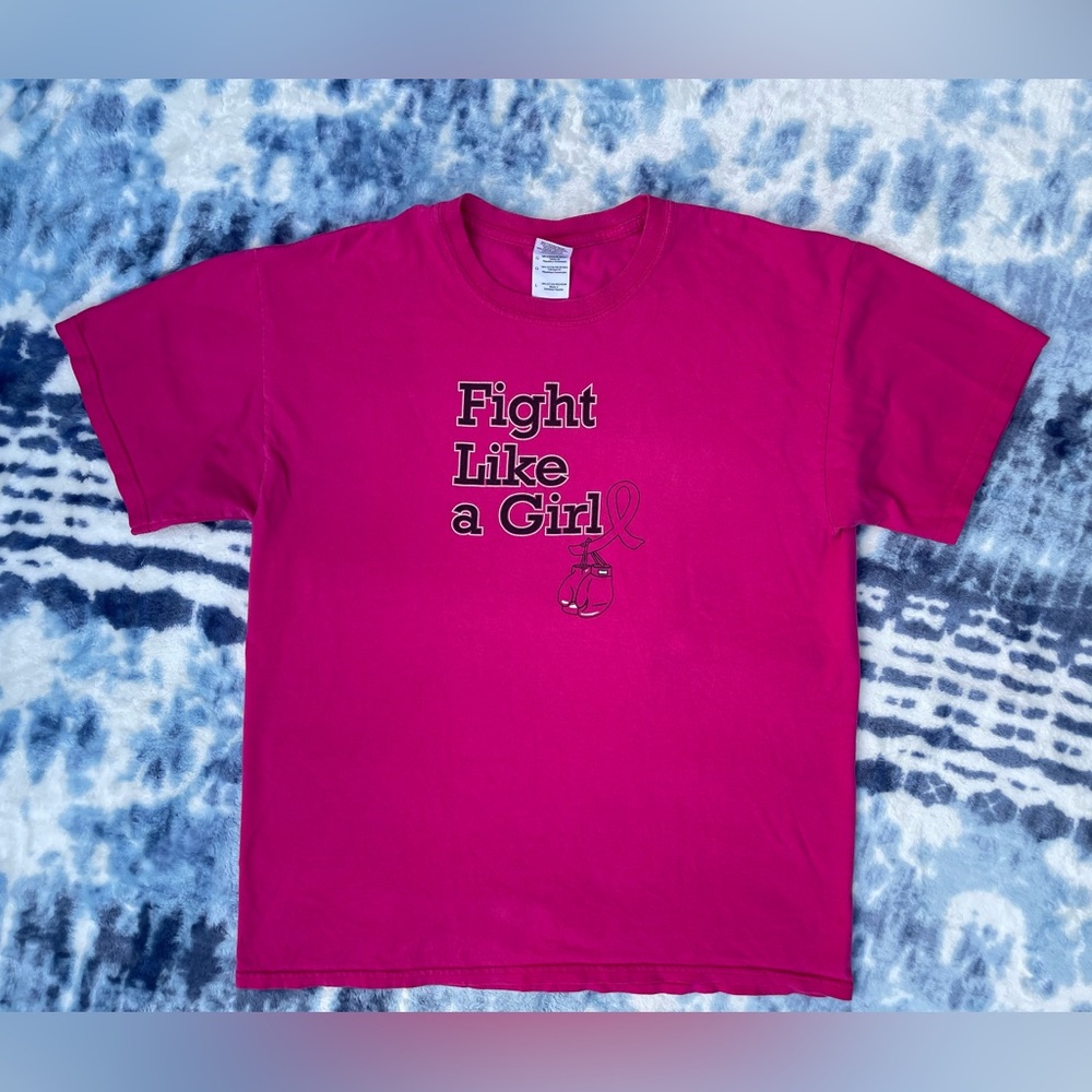 Oct. is Coming Fight Like A Girl Breast Cancer Ribbon Boxing Glove Unisex Large